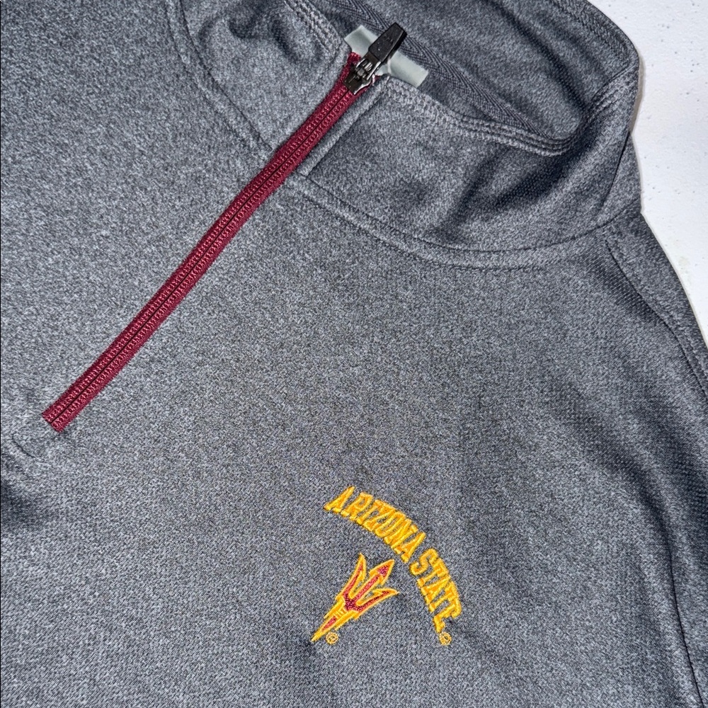 Knights Apparel Arizona State University Gray and Maroon 1/4 Zip-Up Sweater XL